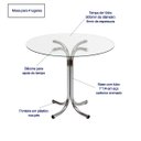 Ver imagem 2 de Mesa de Jantar ou Cozinha para 4 lugares Pé X Cromada com Tampo de Vidro Redondo 90cm Poltronas do S