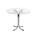 Ver imagem 1 de Mesa de Jantar ou Cozinha para 4 lugares Pé X Cromada com Tampo de Vidro Redondo 90cm Poltronas do S