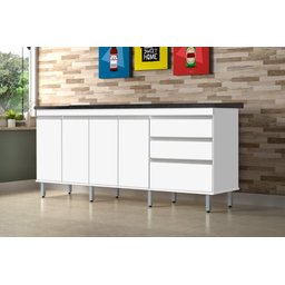 GABINETE P/ PIA 2 METROS 100% MDF PUXADOR ALUMÍNIO OFERTA BRANCO PASSE BEM 67 - 2
