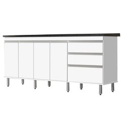 GABINETE P/ PIA 2 METROS 100% MDF PUXADOR ALUMÍNIO OFERTA BRANCO PASSE BEM 67 - 1