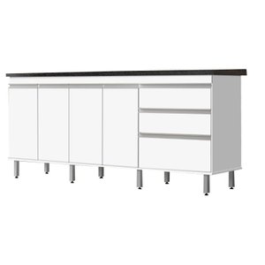 GABINETE P/ PIA 2 METROS 100% MDF PUXADOR ALUMÍNIO OFERTA BRANCO PASSE BEM 67
