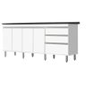GABINETE P/ PIA 2 METROS 100% MDF PUXADOR ALUMÍNIO OFERTA BRANCO PASSE BEM 67 - 1