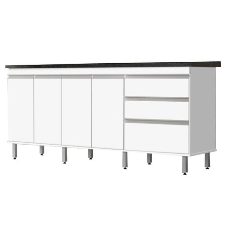 GABINETE P/ PIA 2 METROS 100% MDF PUXADOR ALUMÍNIO OFERTA BRANCO PASSE BEM 67