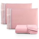 Ver imagem 1 de Jogo de Lençol Queen 3 Peças Basic Percal 180 Fios Lese Bordado Inglês - Rosê
