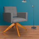 Ver imagem 2 de Poltrona Decorativa Camila Pés Madeira Giratório Suede Cinza - DS Estofados