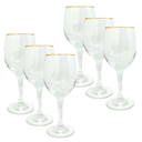 Ver imagem 1 de Conjunto 6 Taças Vinho Agua Refrigerante Borda Dourada 400ml
