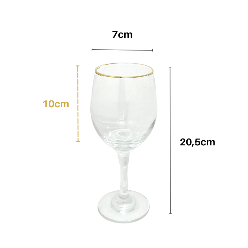 Conjunto 6 Taças Vinho Agua Refrigerante Borda Dourada 400ml - 3