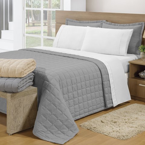 Cobre Leito Casal Soft 3 peças Cinza