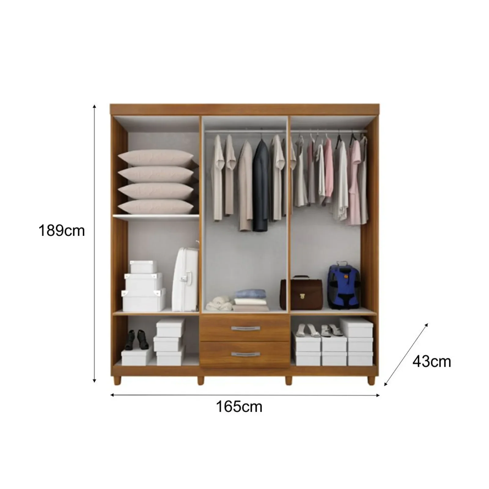 Guarda-Roupa Solteiro Milão 6 Portas 2 Gavetas Moby Móveis Cestaplus Ipê - 2