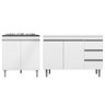 Kit Conjunto Balcão Andréia 100 Cm S/tampo + Balcão Cooktop para Cozinha:branco - 1