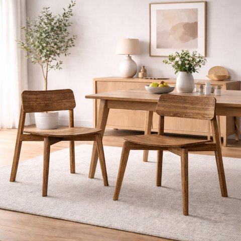 Conjunto Cadeiras Jantar 2und Madeira Maciça Natural :escuro