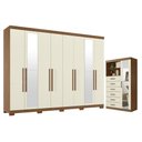 Ver imagem 6 de Guarda Roupa Casal 8 Portas 4 Gavetas Master New com Espelho e Pés e Cômoda Marabá com Espelho Jatob