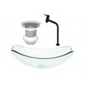 Ver imagem 1 de Cuba de Vidro Oval Chanfrada 46cm Jateado com Válvula Torneira Metal