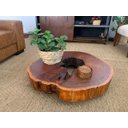 Ver imagem 1 de Mesa de Centro D1000 a 1100mm - Espessura de 12cm - C/ Rodízio de Silicone Incolor 150mm