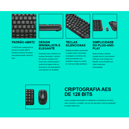 Kit Mouse e Teclado Logitech Mk220 sem Fio Pto - 5