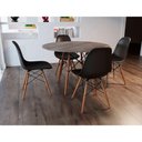 Ver imagem 1 de Conjunto De Mesa De Jantar Redonda 110Cm Tampo De Madeira Amêndoa Com 4 Cadeiras Pretas