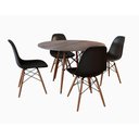 Ver imagem 6 de Conjunto De Mesa De Jantar Redonda 110Cm Tampo De Madeira Amêndoa Com 4 Cadeiras Pretas