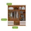 Ver imagem 7 de Guarda-roupas 6 Portas 4 Gavetas com Pés sem Espelho Zeus - Lopas Amendoa Clean/off White