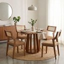 Ver imagem 7 de Mesa de Jantar Redonda Pitanga com 4 Cadeiras Estofadas Acai Corino Kaki Natuem