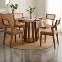Ver imagem 2 de Mesa de Jantar Redonda Pitanga com 4 Cadeiras Estofadas Acai Corino Kaki Natuem