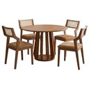 Ver imagem 1 de Mesa de Jantar Redonda Pitanga com 4 Cadeiras Estofadas Acai Corino Kaki Natuem