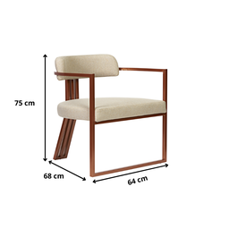Kit 02 Poltronas Oregon Linho Marfim Estrutura Bronze - 8