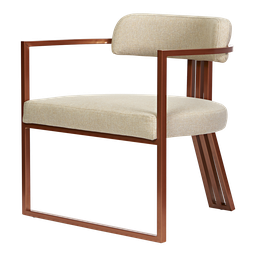 Kit 02 Poltronas Oregon Linho Marfim Estrutura Bronze - 5