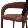 Cadeira de Jantar Vienne Estofada com Encosto e Braços Couro Sintético Marrom - 8