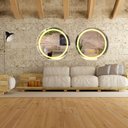 Ver imagem 4 de Kit 2 Espelho Redondo Jateado com Led 80x80