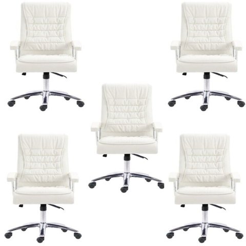 Kit 5 Cadeiras Escritório Presidente Ergonômica NR17 Corino Mola Ensacada
