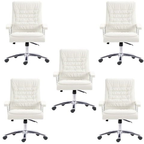 Kit 5 Cadeiras Escritório Presidente Ergonômica NR17 Corino Mola Ensacada