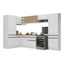 Ver imagem 1 de Armário de Cozinha Completa de Canto com Rodapé Veneza Multimóveis V2090 Branco/Preto