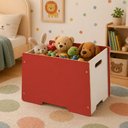 Ver imagem 1 de Caixa Organizadora Infantil Bau 70 Litros MDF Vermelho com Tampa Porta Brinquedos Quarto Crianca