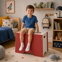 Ver imagem 7 de Caixa Organizadora Infantil Bau 70 Litros MDF Vermelho com Tampa Porta Brinquedos Quarto Crianca