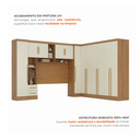 Ver imagem 5 de Guarda Roupa Casal Modulado 4 Peças 12 Portas 5 Gavetas com Cabeceira 100% MDF Smart Cinamomo/Off Wh