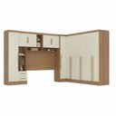 Ver imagem 2 de Guarda Roupa Casal Modulado 4 Peças 12 Portas 5 Gavetas com Cabeceira 100% MDF Smart Cinamomo/Off Wh