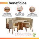 Ver mais imagens de Conjunto Sala de Jantar Canto Alemão com Mesa Moove e 2 Cadeiras Linho Creme Viero