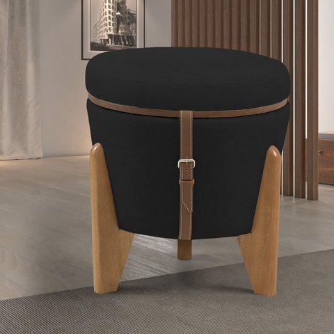 Puff Flex Veludo Base Tampo Imbuia