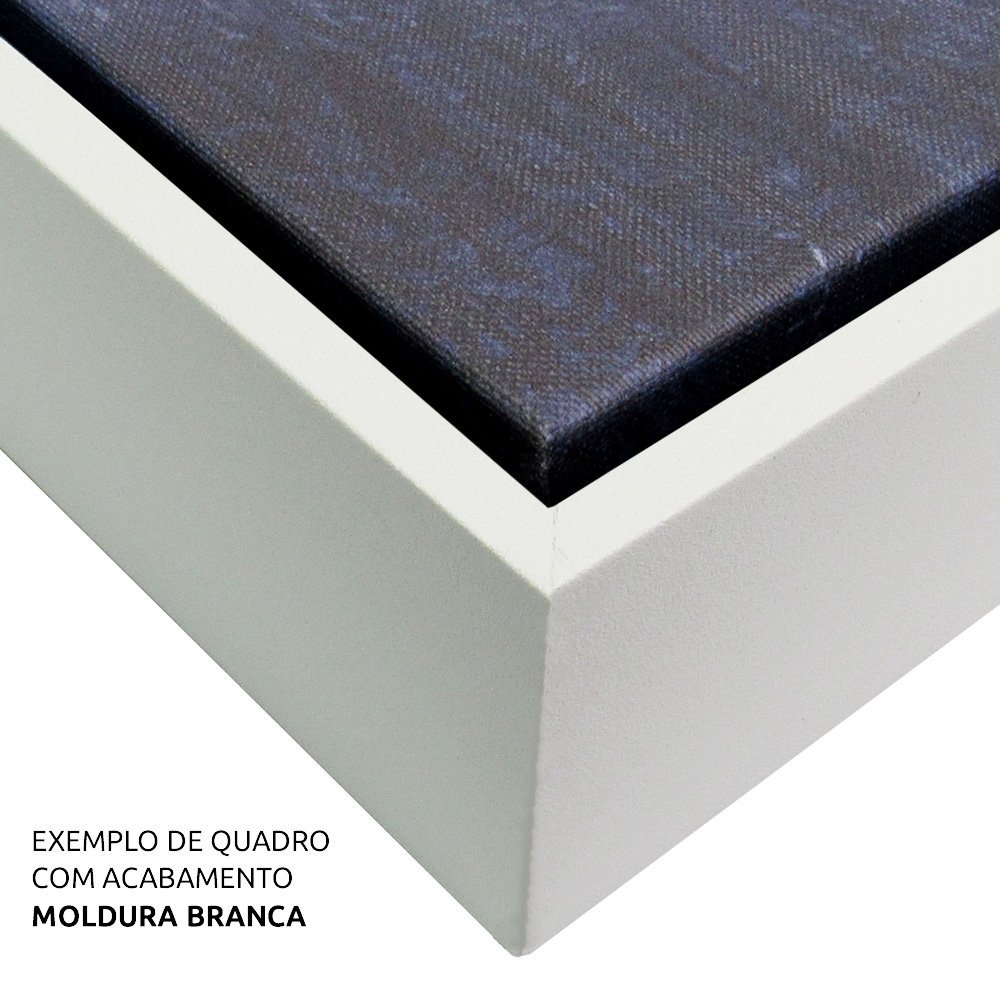 Quadro Decorativo em Canvas Abstrato Preto e Branco TaColado Moldura Flutuante 4,5cm Branca 90 x 60c - 3