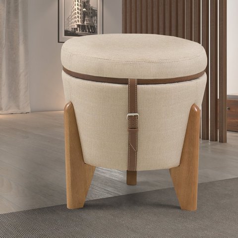 Puff Flex Linho Base Tampo Imbuia