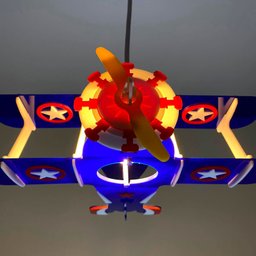 Pendente Avião Infantil em Acrílico Azul – Iluminação Led, Bivolt, Soquete E27 - 4