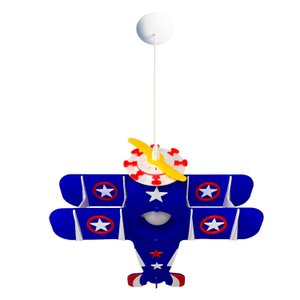 Pendente Avião Infantil em Acrílico Azul – Iluminação Led, Bivolt, Soquete E27
