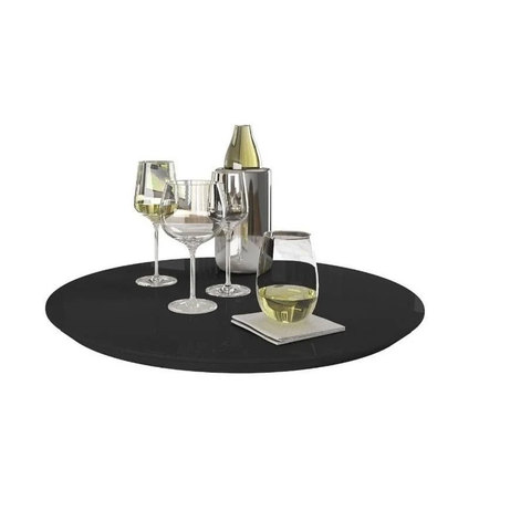 Prato Giratório de mesa diâmetro 60 cm Bandeja para Servir mdf com vidro fixo Decorativo - Preto