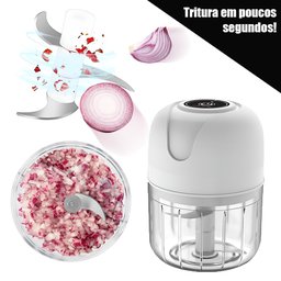 Mini Triturador Processador 250ml Branco Usb Recarregável com Lâminas Afiadas para Alimentos - 2