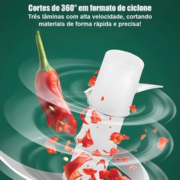 Mini Triturador Processador 250ml Branco Usb Recarregável com Lâminas Afiadas para Alimentos - 4