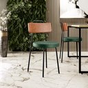 Ver imagem 2 de Kit 04 Cadeiras Decorativas Estofada Sala Jantar Barcelona L02 Couríssimo Camel Facto Verde - Lyam L