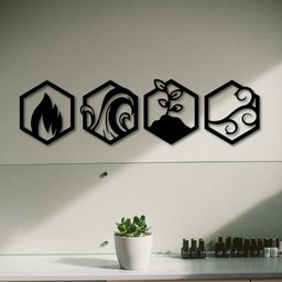Conjunto 4 Elementos Quadros Hexagonais em MDF 6mm Vazado - 4
