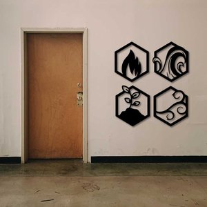 Conjunto 4 Elementos Quadros Hexagonais em MDF 6mm Vazado