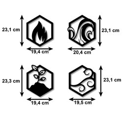 Conjunto 4 Elementos Quadros Hexagonais em MDF 6mm Vazado - 2