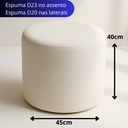 Ver imagem 2 de Puff Redondo Bouclé 45cm X 40cm Estofado Off White Moderno Resistente